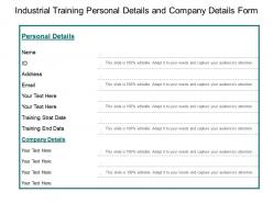 Industrial training personal details and company details form