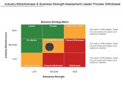 Industry attractiveness and business strength assessment leader process withdrawal