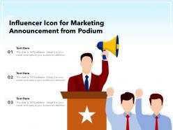 Influencer icon for marketing announcement from podium