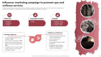 Influencer Marketing Campaign To Promote Spa Marketing Plan To Increase Bookings And Maximize