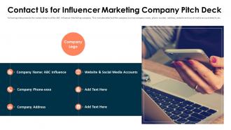Influencer marketing contact us for influencer marketing company pitch deck