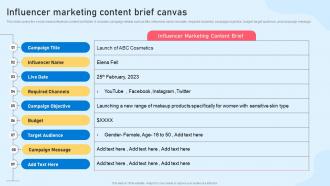 Influencer Marketing Content Brief Canvas Word Of Mouth Marketing Strategies