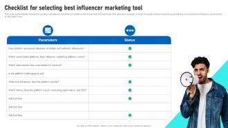 Influencer Marketing Guide Checklist For Selecting Best Influencer Marketing Tool Strategy SS V