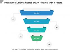 Infographic colorful upside down pyramid with 4 floors