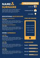 Infographic resume design template with educational background