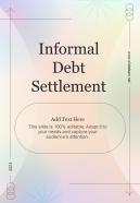 Informal Debt Settlement One Pager Sample Example Document