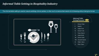 Informal Table Setting In Hospitality Industry Training Ppt