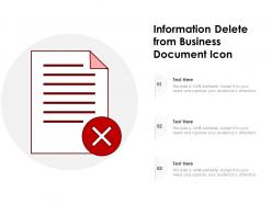 Information delete from business document icon