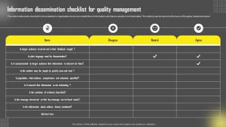Information Dissemination Checklist For Quality Management