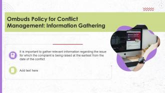 Information Gathering Under Ombuds Policy For Conflict Management Training Ppt