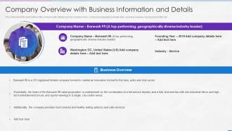 Information Memorandum Marketing Document Company Overview Business Information