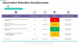 Information Retention Questionnaire Project Support Templates Bundle