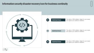Information Security Disaster Recovery Icon For Business Continuity
