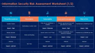 Information security risk assessment worksheet critical ppt visual aids icon