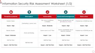 Information Security Risk Assessment Worksheet Risk Management Framework For