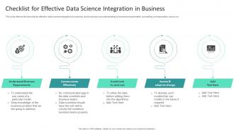 Information Studies Checklist For Effective Data Science Integration In Business