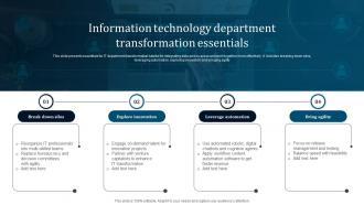 Information Technology Department Transformation Essentials