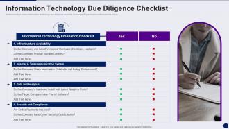 Information Technology Due Diligence Checklist Due Diligence In Merger And Acquisition