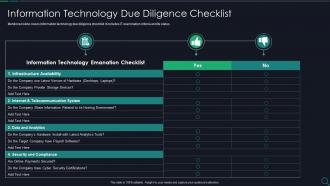 Information Technology Due Diligence Checklist Ppt Powerpoint Themes