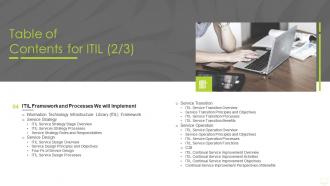 Information Technology Infrastructure Library Itil It Table Of Contents For Itil