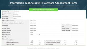 Information Technology It Software Assessment Form
