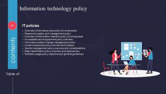 Information Technology Policy Table Of Contents Ppt Slides Background Images