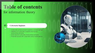 Information Theory For Table Of Contents Ppt Ideas Background Image