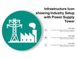 Infrastructure icon showing industry setup with power supply tower