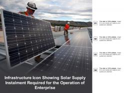 Infrastructure icon showing solar supply instalment required for the operation of enterprise