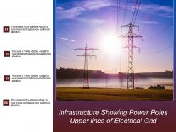 Infrastructure showing power poles upper lines of electrical grid