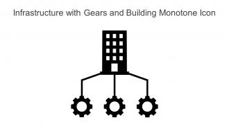Infrastructure With Gears And Building Monotone Icon In Powerpoint Pptx Png And Editable Eps Format