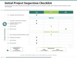 Initial project inspection checklist workmanship actions ppt powerpoint presentation clipart