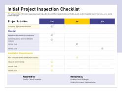Initial project inspection checklist workmanship ppt powerpoint presentation professional show