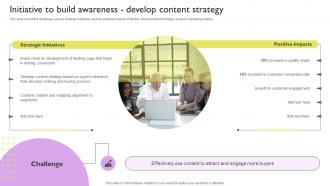 Initiative To Build Awareness Develop Content Strategy Ways To Improve Brand Awareness