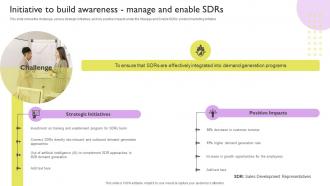 Initiative To Build Awareness Manage And Enable SDRS Ways To Improve Brand Awareness