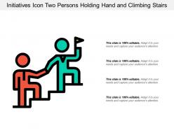Initiatives Icon Two Persons Holding Hand And Climbing Stairs