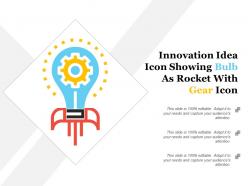 Innovation idea icon showing bulb as rocket with gear icon