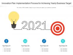 Innovation plan implementation process for achieving yearly business infographic template