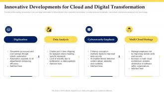 Innovative Developments For Cloud And Digital Transformation
