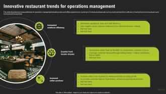 Innovative Restaurant Trends For Operations Management