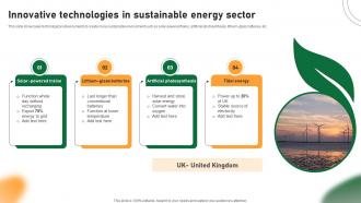 Innovative Technologies In Sustainable Energy Sector