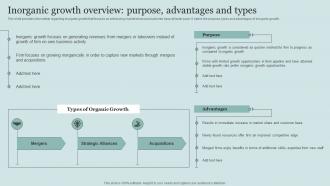 Inorganic Growth Overview Purpose Advantages Critical Initiatives To Deploy Successful Business
