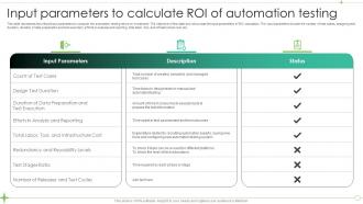 Input Parameters To Calculate ROI Of Automation Testing