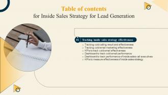 Inside Sales Strategy For Lead Generation For Table Of Contents Strategy SS