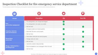 Inspection Checklist For Fire Emergency Service Department