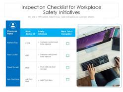 Inspection Checklist For Workplace Safety Initiatives