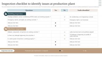 Inspection Checklist To Identify Issues At Production Plant Maintenance Strategy