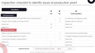 Inspection Checklist To Identify Issues Preventive Maintenance Approach Reduce Plant