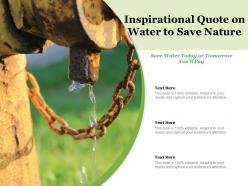 Inspirational quote on water to save nature