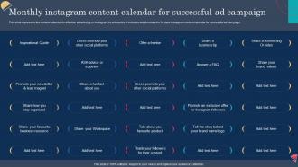 Instagram Advertising To Enhance Monthly Instagram Content Calendar For Successful Ad